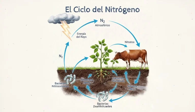 La imagen muestra el ciclo de nitrogeno